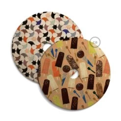 UFO Wooden Lampshade Illustrated By Various Artists, Double Face - 33 Cm Diameter -Home-Lamps ufo wooden lampshade illustrated by various artists double face 33 cm diameter 9