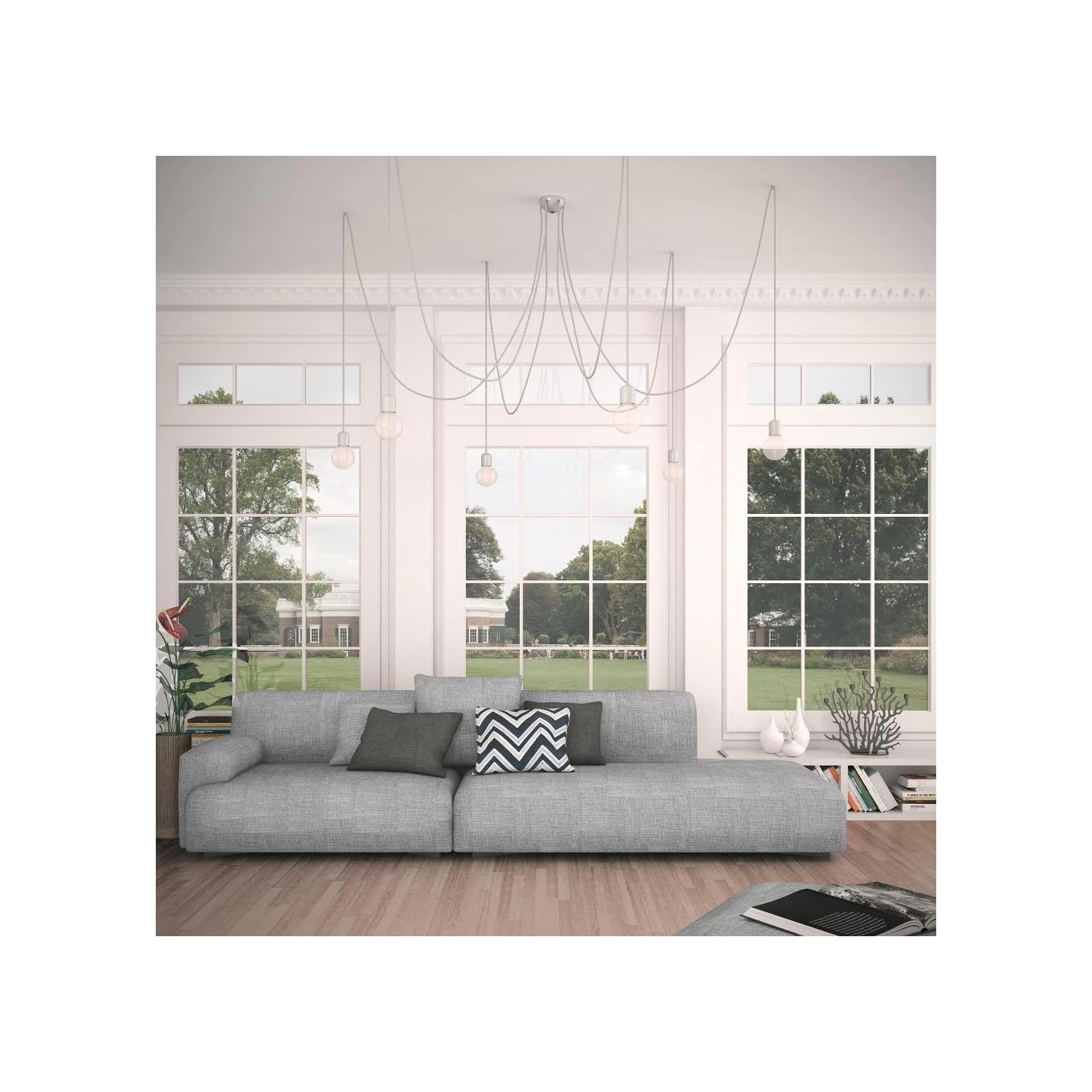 White Ceramic Spider, Multiple Suspension With 6-7 Pendant, RM01 White Cable 10 White Ceramic Spider, Multiple Suspension With 6-7 Pendant, RM01 White Cable - Image 8